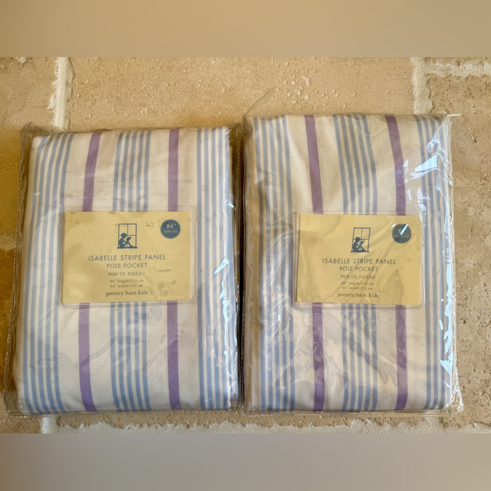 2 pack! NWT Pottery Barn Kids Isabelle Stripe Curtain Set